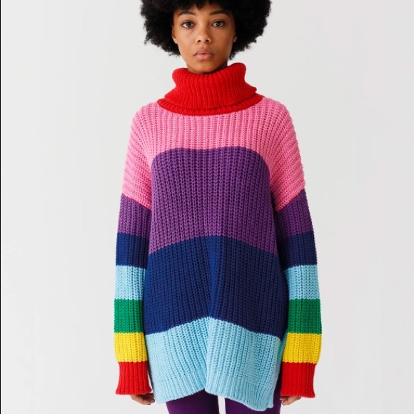 Lazy Oaf Sweaters - LAZY OAF Rainbow Knit Turtleneck Sweater